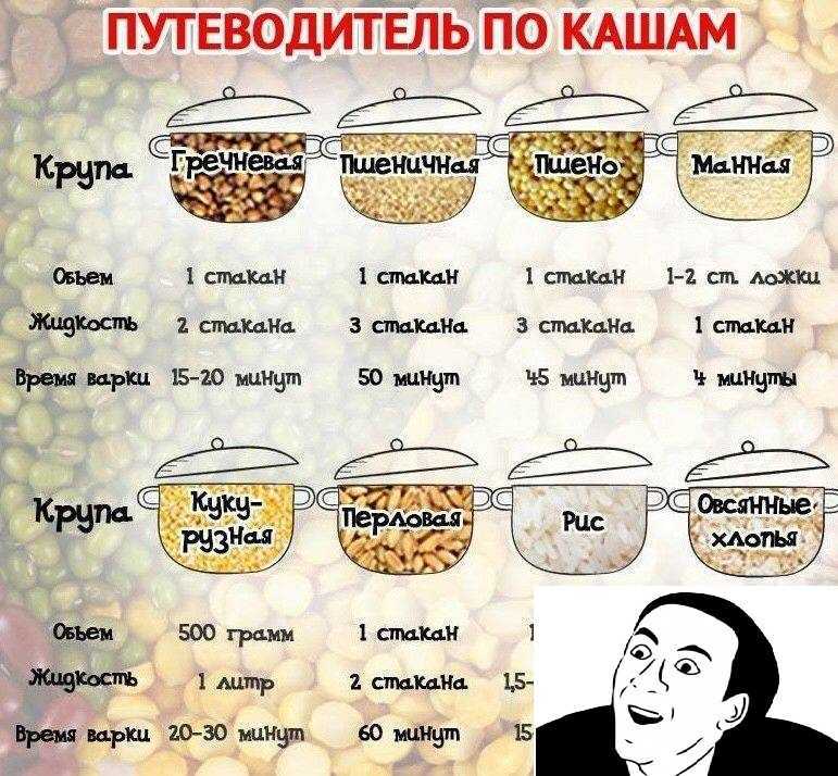Как правильно и сколько времени нужно варить каши: самая полная таблица приготовления вкусных вязких и рассыпчатых каш из всех круп на молоке и на воде