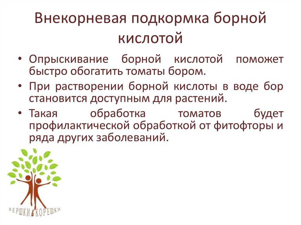 Подкормка огурцов и помидоров борной кислотой